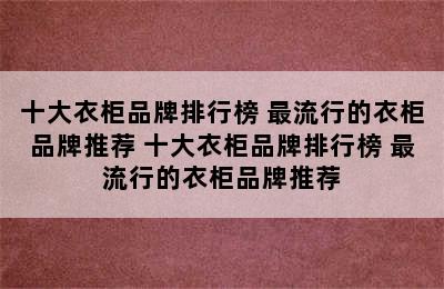 十大衣柜品牌排行榜 最流行的衣柜品牌推荐 十大衣柜品牌排行榜 最流行的衣柜品牌推荐